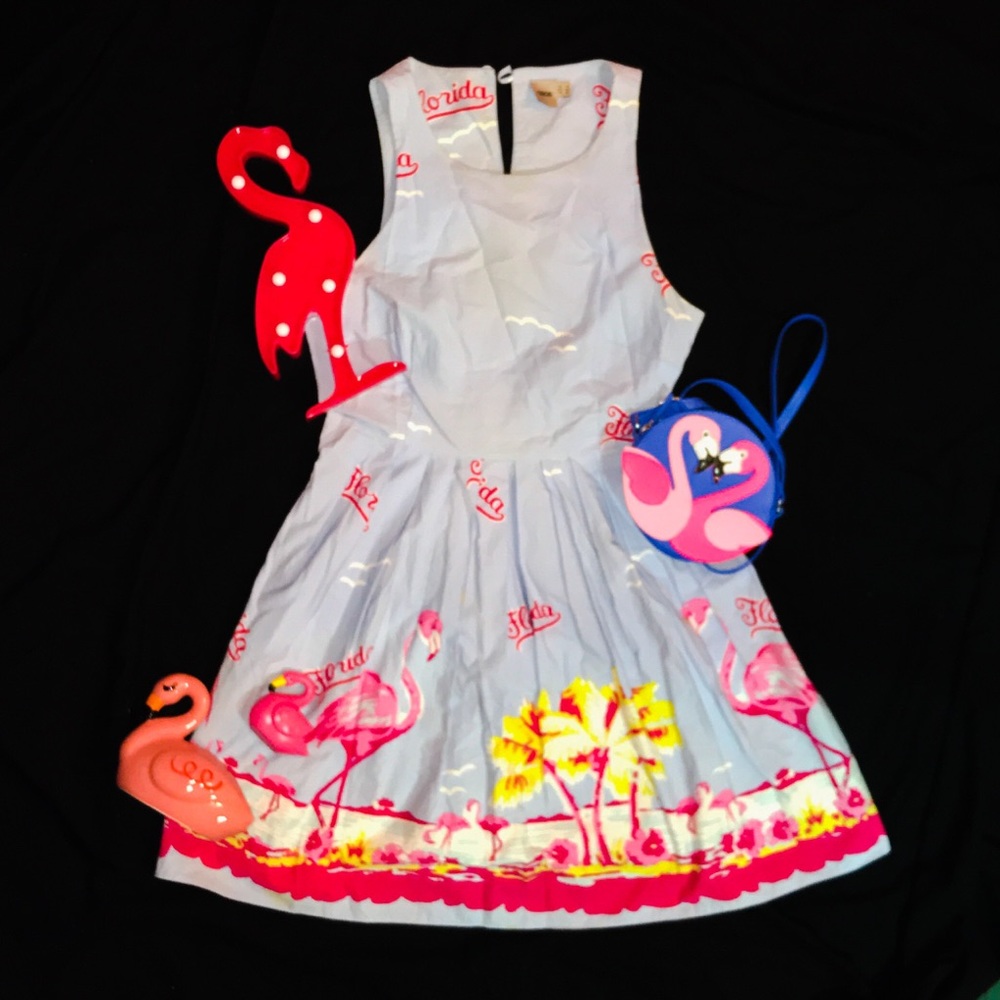 ASOS cotton flamingo dress